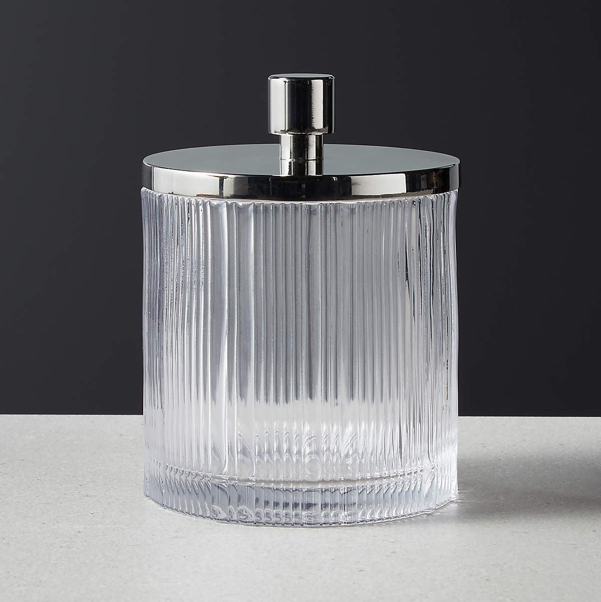 Athena Ribbed Glass Round Canister + Reviews | CB2