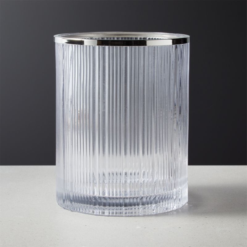 Athena Ribbed Glass Round Wastebasket - image 0 of 3