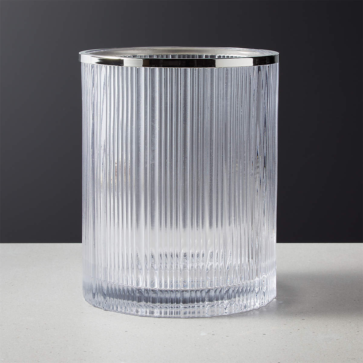 Athena Modern Ribbed Glass Round Wastecan + Reviews | CB2 Canada