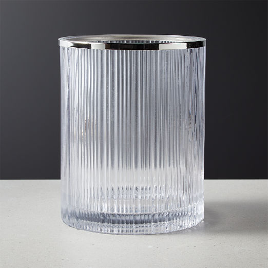 Athena Ribbed Glass Round Wastebasket