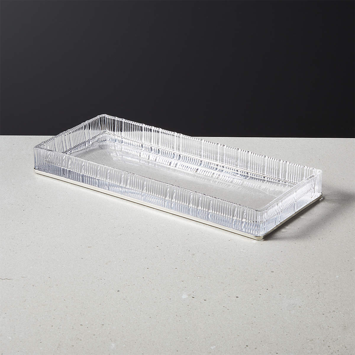 Athena Ribbed Glass Vanity Tray + Reviews | CB2