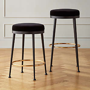 Modern Bar Stools Counter Height, Black Leather Counter Height Bar Stools