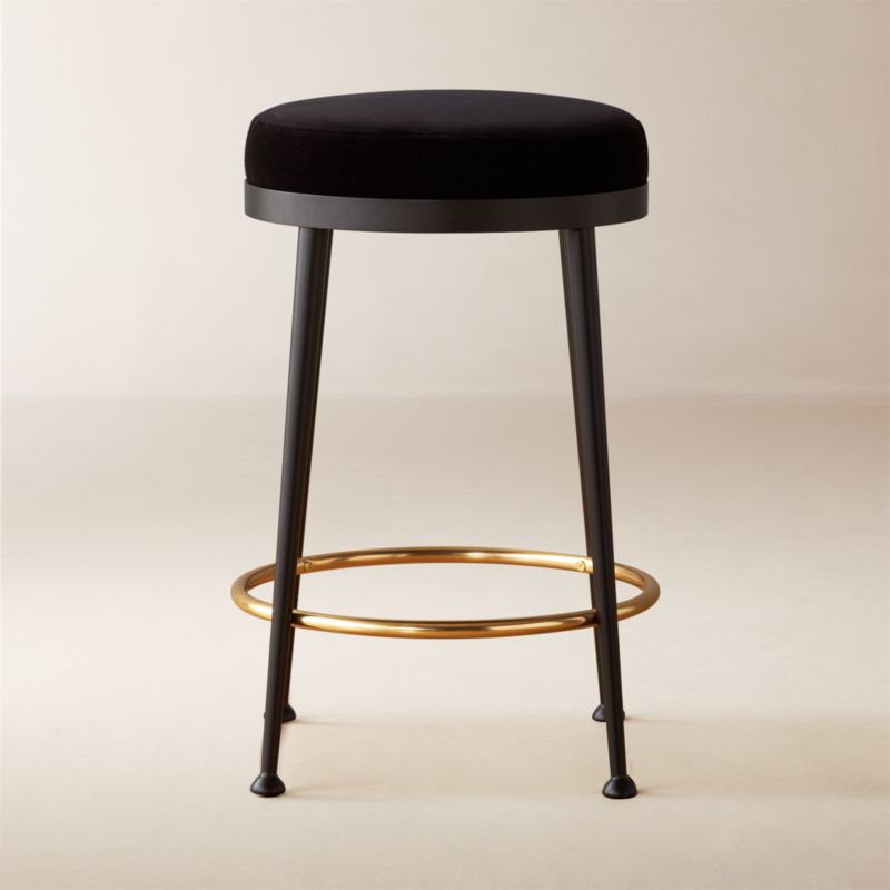 Atlas Black Velvet Counter Stool CB2