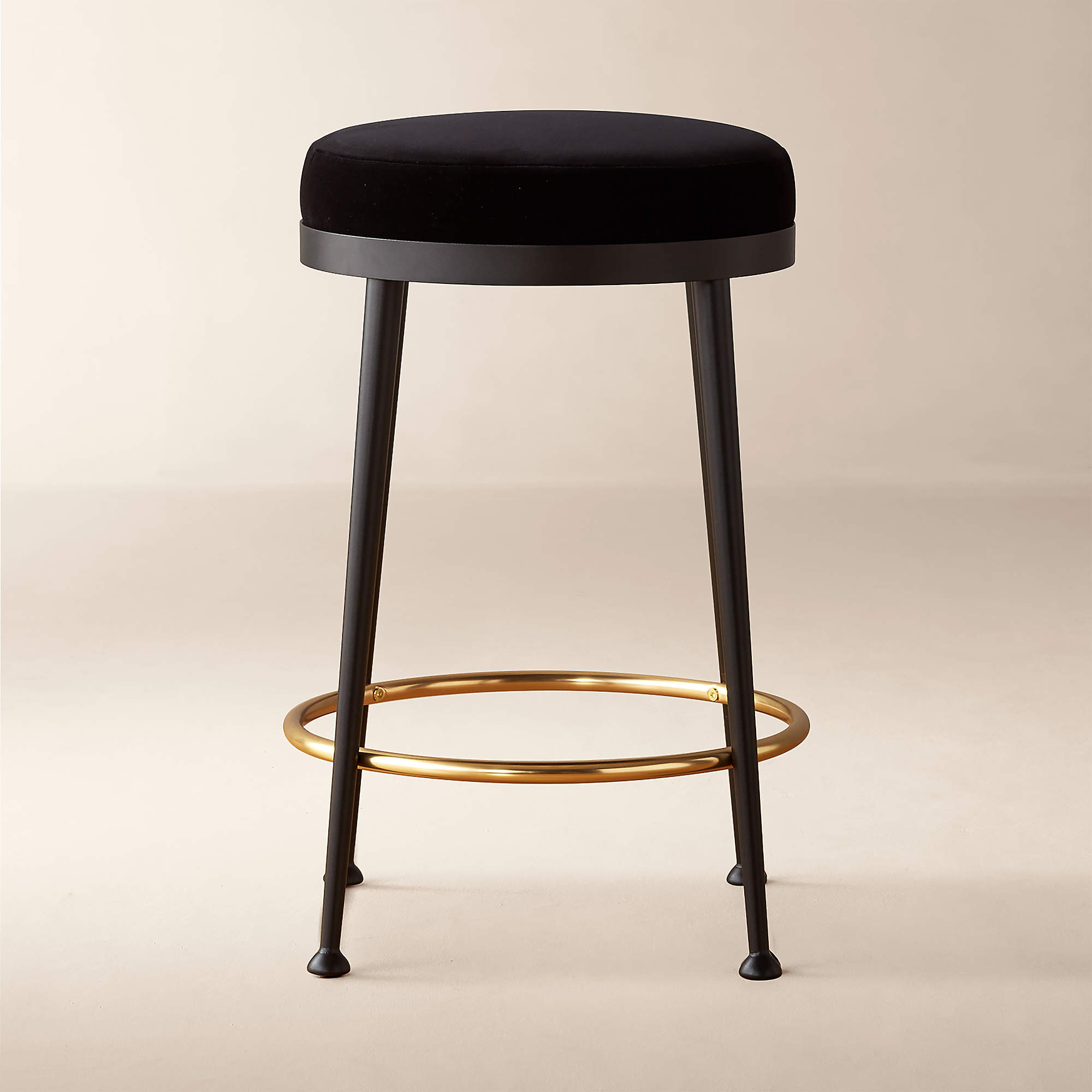 Atlas Black Velvet Counter Stool Set of 2 + Reviews CB2