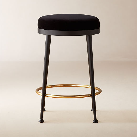 Atlas Black Velvet Counter Stool Set of 2