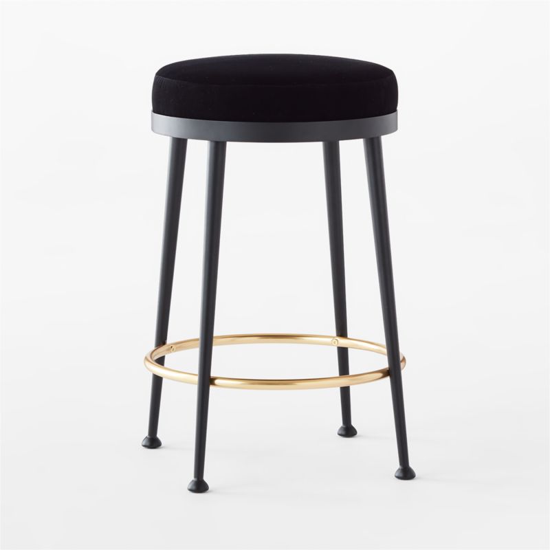 Atlas Black Velvet Counter Stool Set of 2 - image 3 of 6