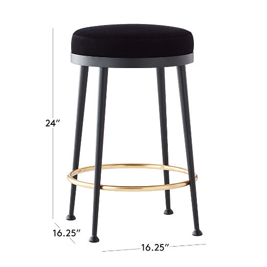 Atlas Black Velvet Counter Stool