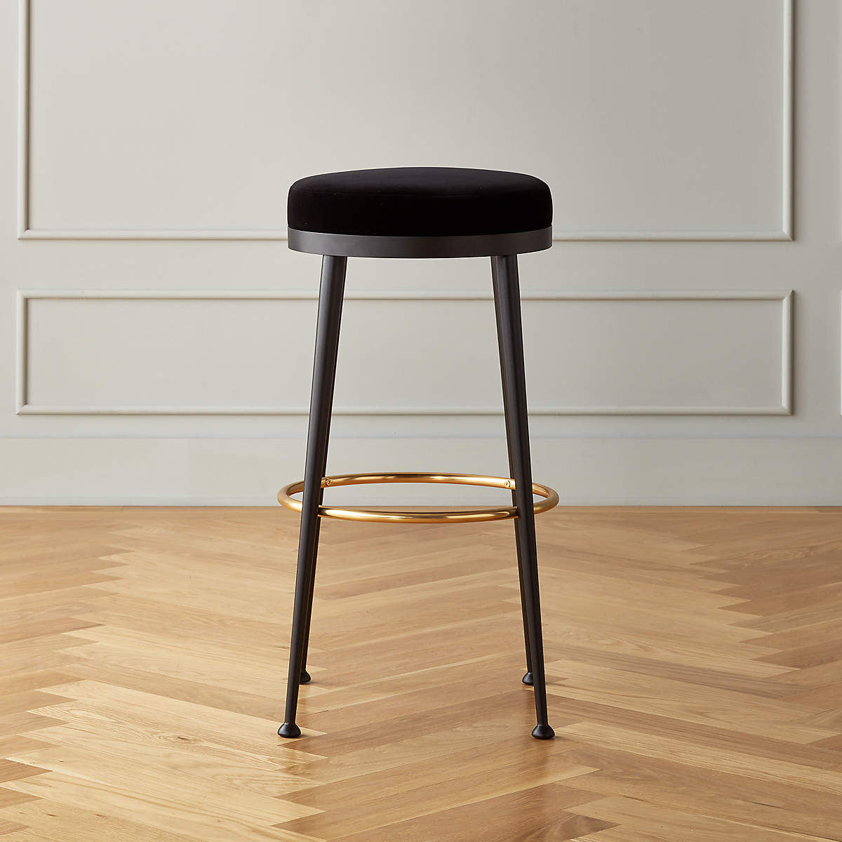 Atlas Black Velvet Bar Stool + Reviews CB2 Canada