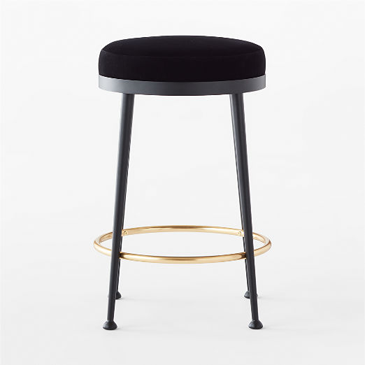 Atlas Black Velvet Counter Stool