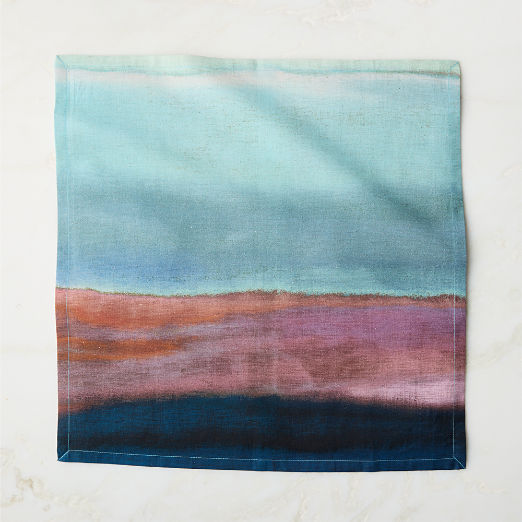 Attica Blue Cotton and Linen Napkin