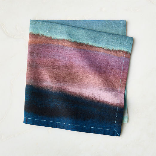 Attica Blue Cotton and Linen Napkin