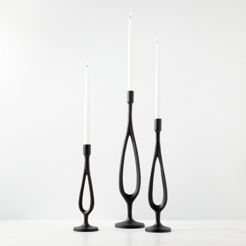 Atura Black Taper Candle Holders Set of 3 + Reviews | CB2