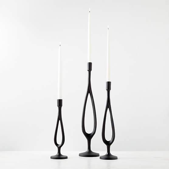 Atura Black Taper Candle Holders Set of 3