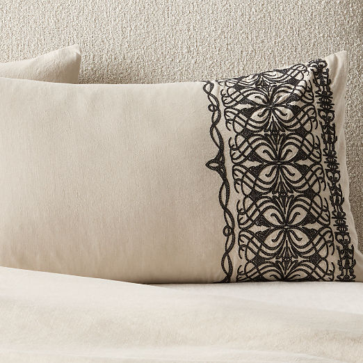 Aubrey Flax Embroidered Linen and Cotton Pillow Shams Set of 2