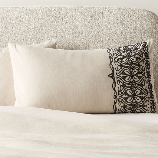 Aubrey Flax Embroidered Linen and Cotton King Pillow Shams Set of 2