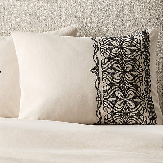 Aubrey Flax Embroidered Linen and Cotton Standard Pillow Shams Set of 2