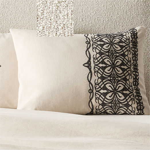 Aubrey Flax Embroidered Linen and Cotton Standard Pillow Shams Set of 2