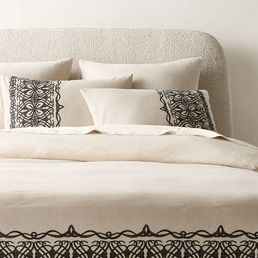 Aubrey Flax Embroidered Linen and Cotton Full/Queen Duvet Cover