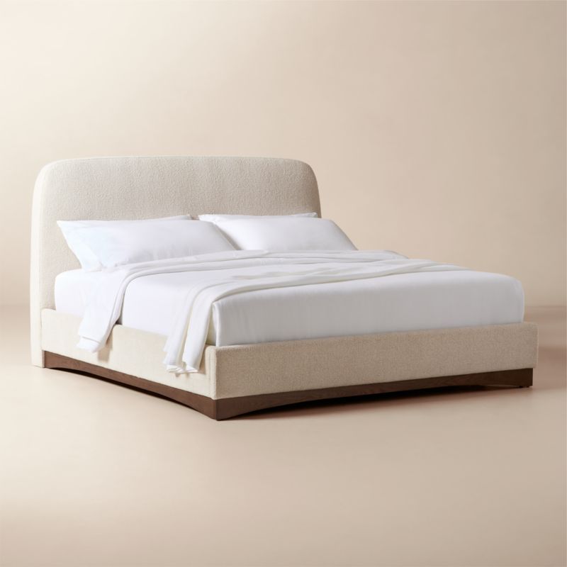 Auburn Warm White Boucle Upholstered King Bed - image 2 of 6