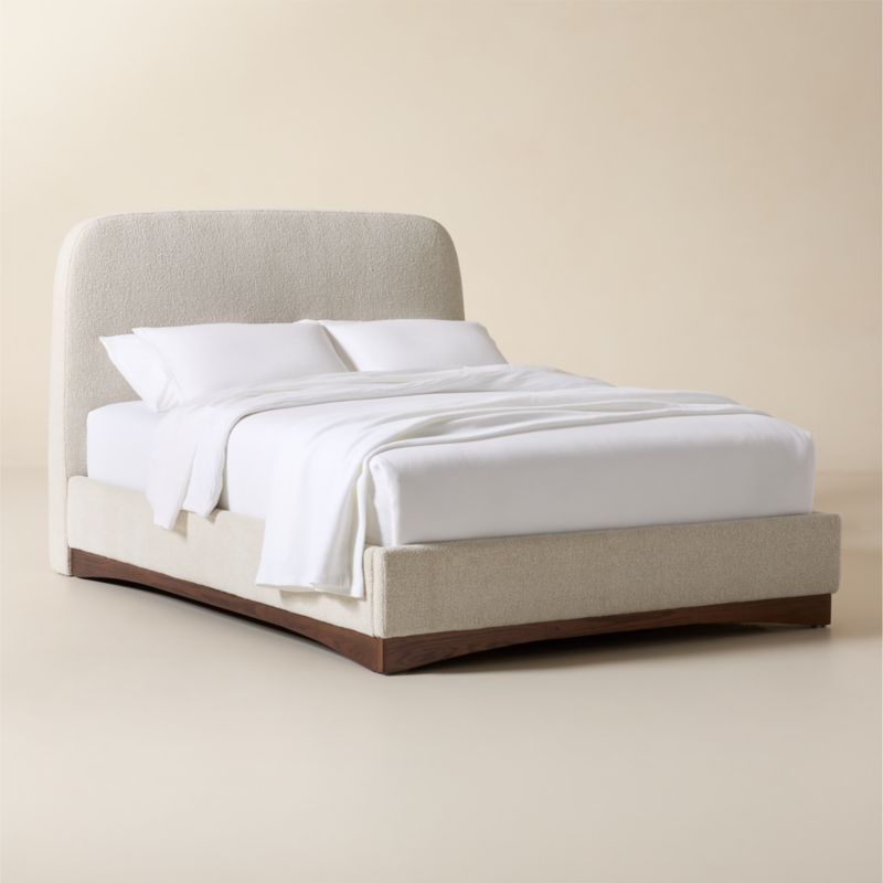 Auburn Warm White Boucle Upholstered Queen Bed - image 1 of 5