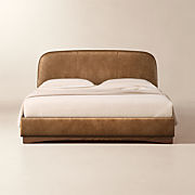 Forte Leather King Bed with Black Base Bello Saddle