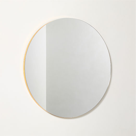 Audre Unlacquered Brass Round Wall Mirror 24"