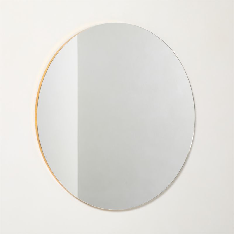 Audre Unlacquered Brass Round Wall Mirror 36" - image 1 of 5