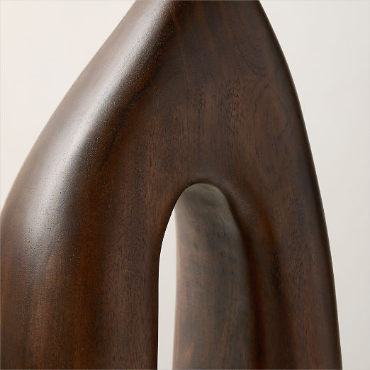 Aura Dark Brown Wood Curved Sculpture