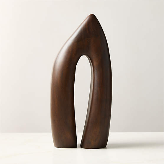 Aura Dark Brown Wood Curved Sculpture