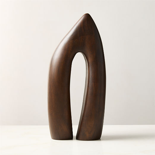 Aura Dark Brown Wood Curved Sculpture