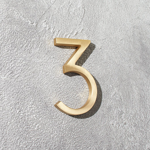 Aurele 4" Brushed Brass House Number 3