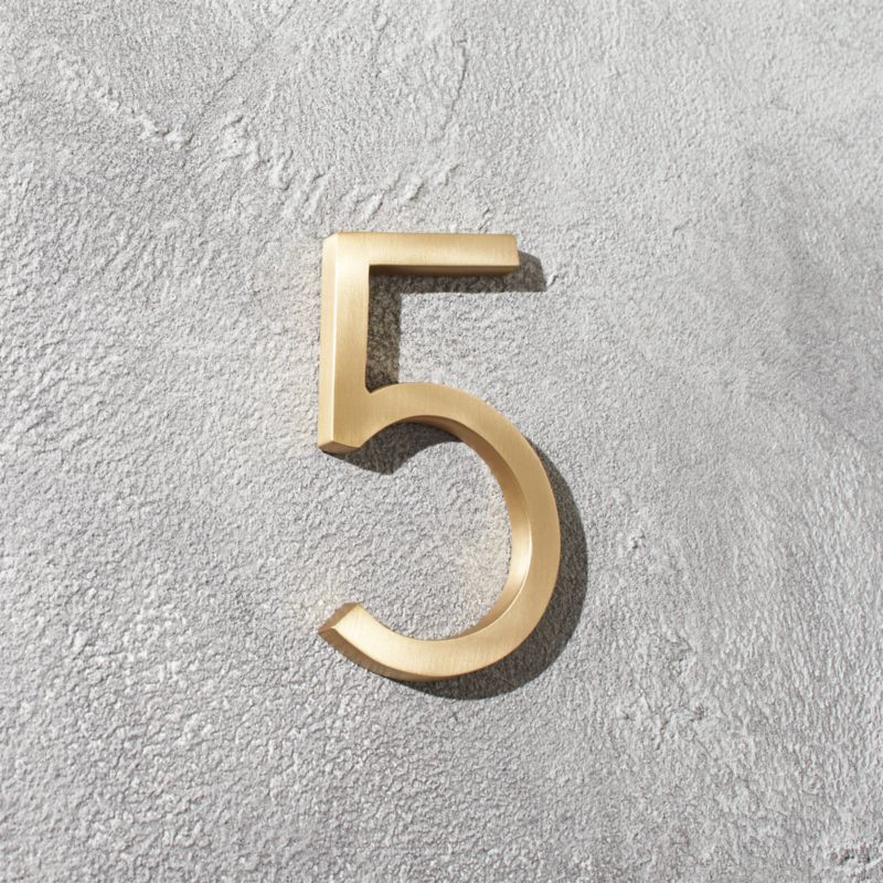 Aurele 4" Brushed Brass House Number 5 - image 0 of 3