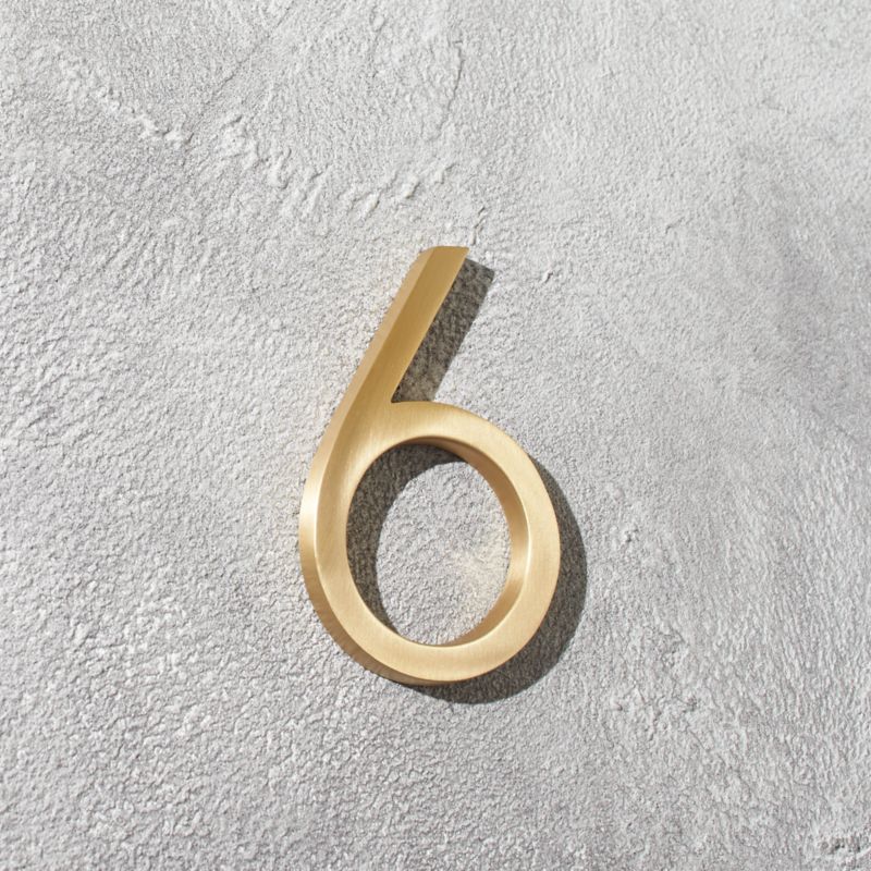 Aurele 4" Brushed Brass House Number 6 - image 0 of 3