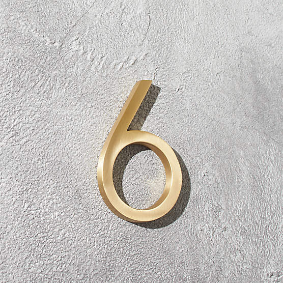 Aurele 4" Brushed Brass House Number 6