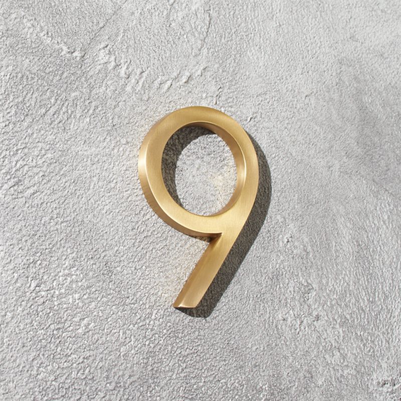 View Aurele 4" Brushed Brass House Number 9 details