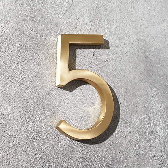 Aurele 6" Brushed Brass House Number 5