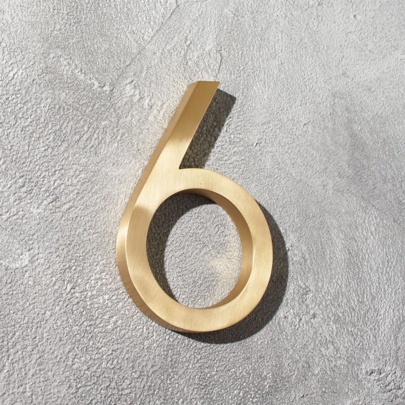 Aurele 6" Brushed Brass House Number 6 - image 0 of 3