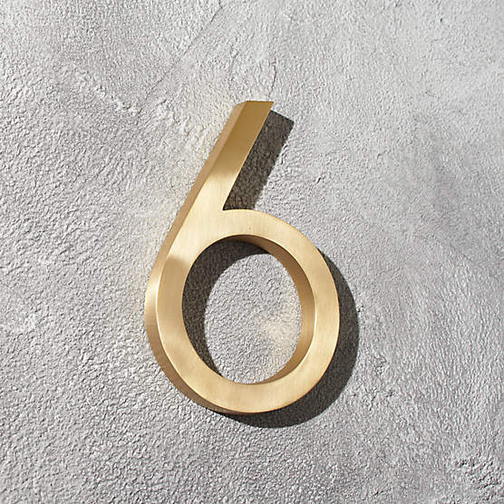 Aurele 6" Brushed Brass House Number 6