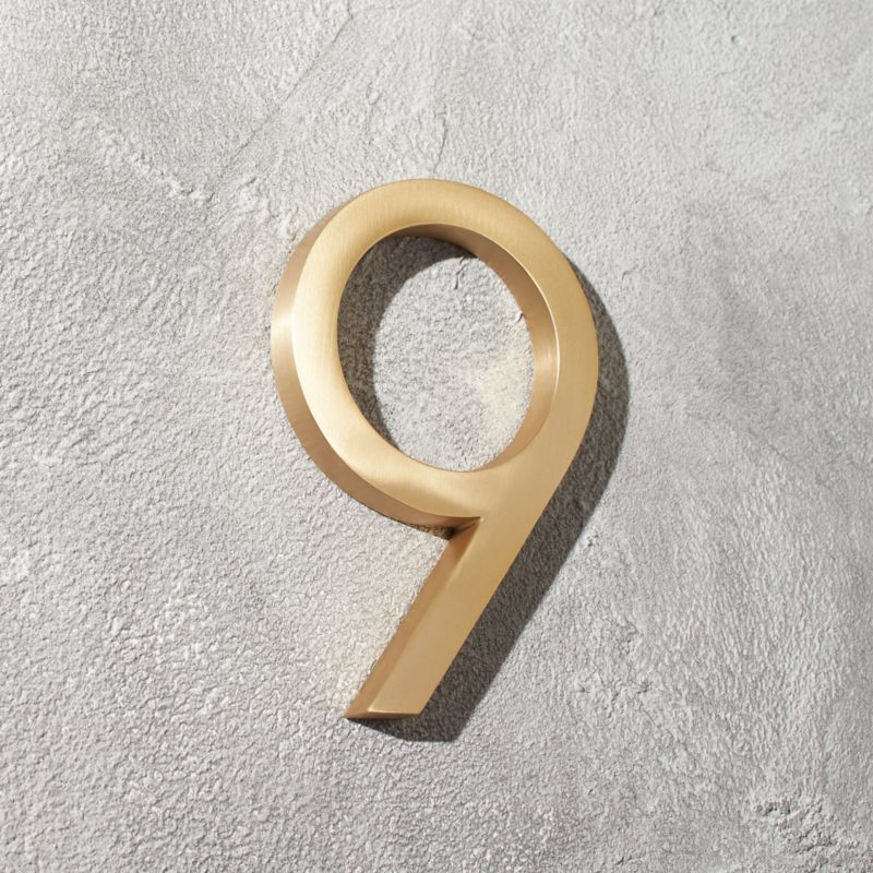 Aurele 6" Brushed Brass House Number 9 - image 0 of 3