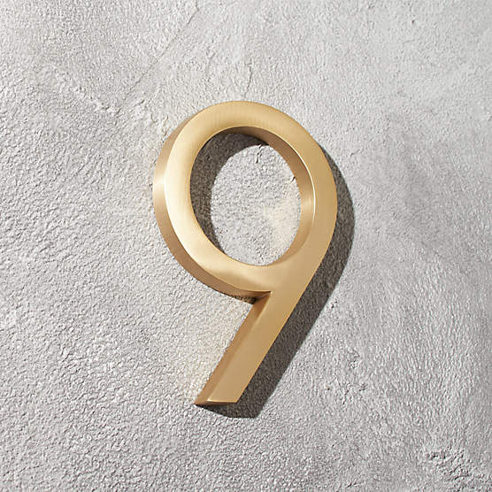 Aurele 6" Brushed Brass House Number 9