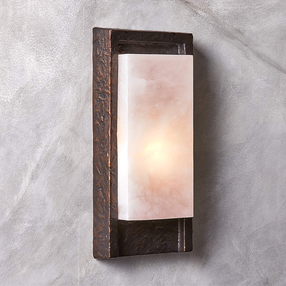 Auric Aluminum and Alabaster Wall Sconce Light by Ross Cassidy