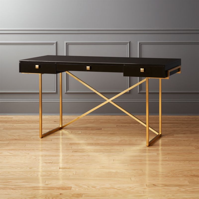 Avalon Black High Gloss Desk + Reviews CB2