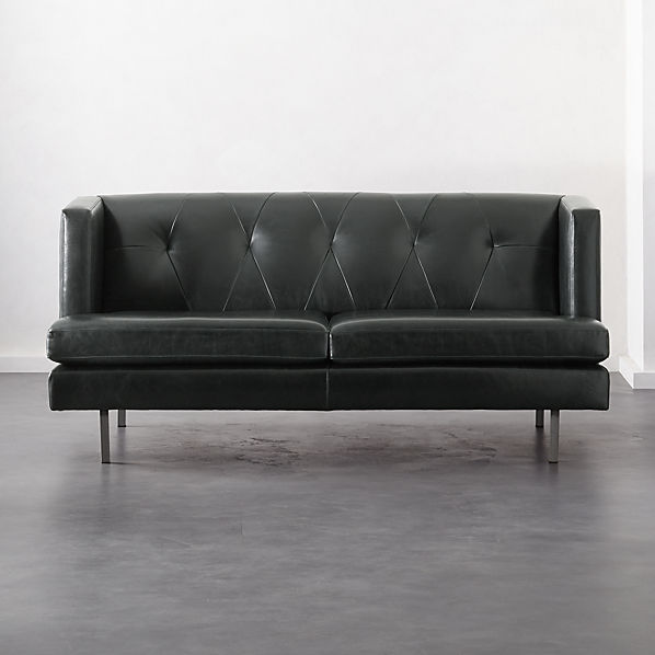 Avec Leather Apartment Sofa With Brushed Stainless Steel Legs Cb2