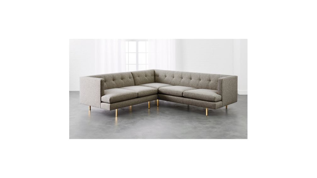 Avec 2-Piece Tufted Grey Sectional Sofa | CB2