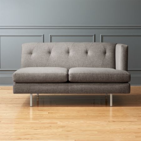 Avec Grey Right Arm Sofa With Brushed Stainless Steel Legs Cb2