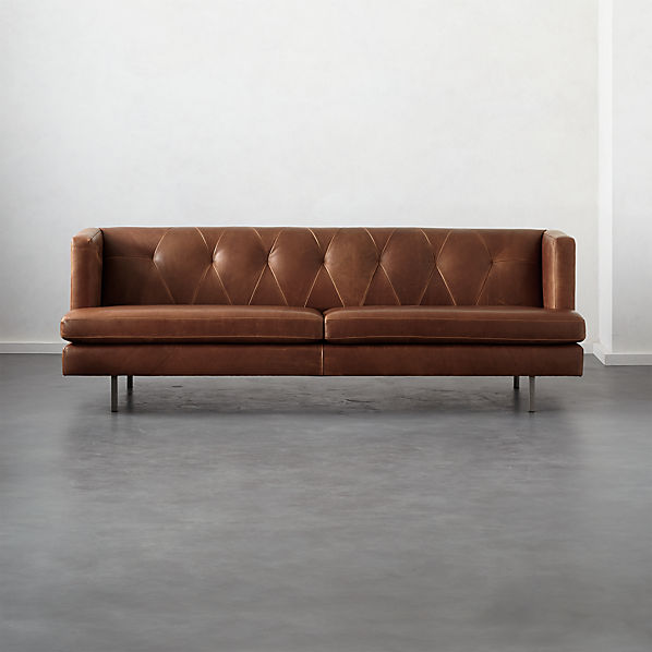 Avec Leather Sofa With Brushed Stainless Steel Legs Cb2