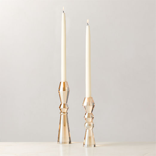 Aven Champagne Crystal Taper Candle Holders