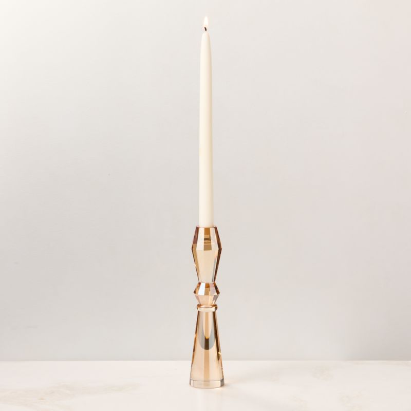View Aven Champagne Crystal Taper Candle Holder Large details