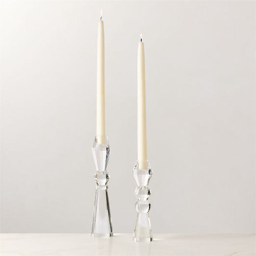 Aven Clear Crystal Taper Candle Holder Large