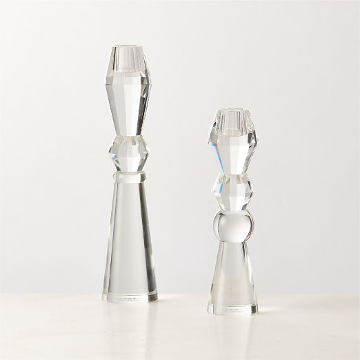 Aven Clear Crystal Taper Candle Holders